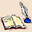 book and quill pen - cartoonish